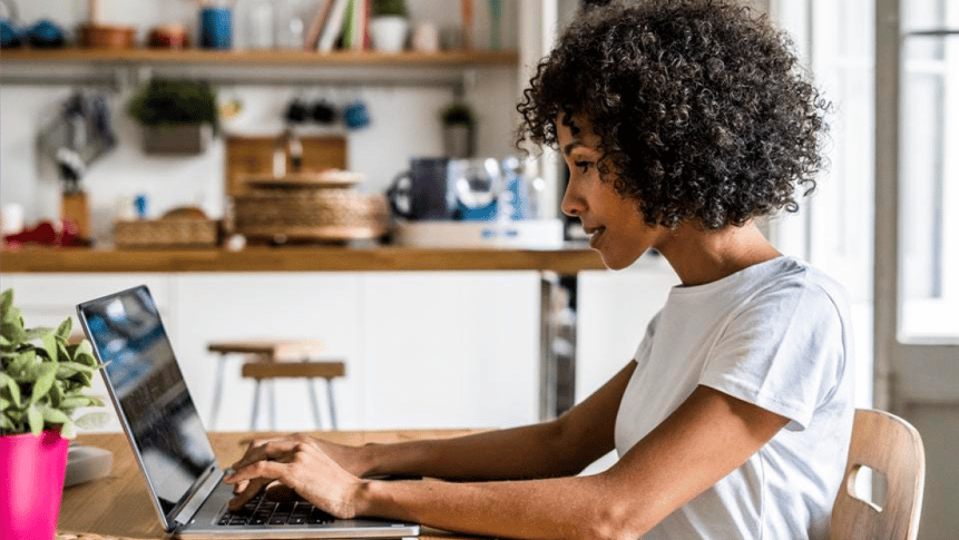 Woman Working at Laptop