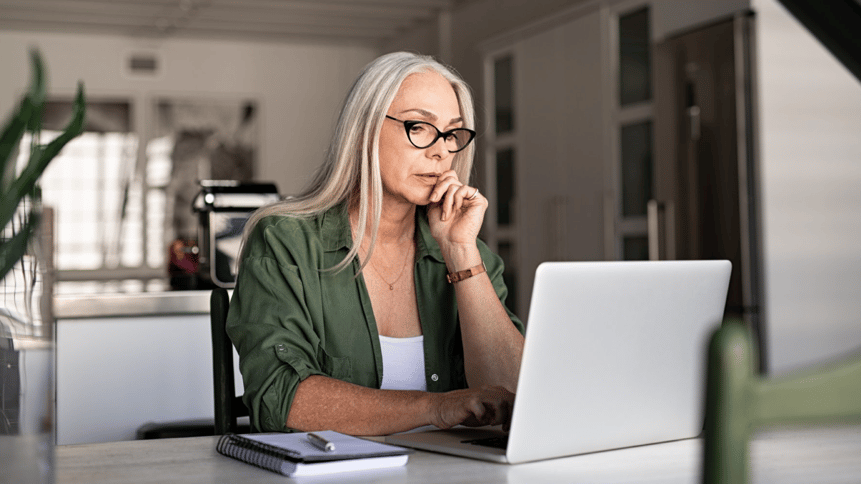 Woman looking at computer