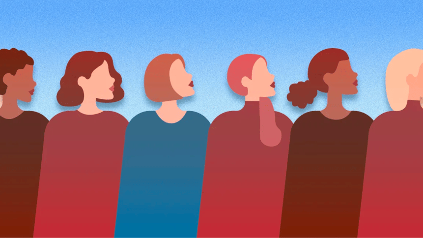 women lined up