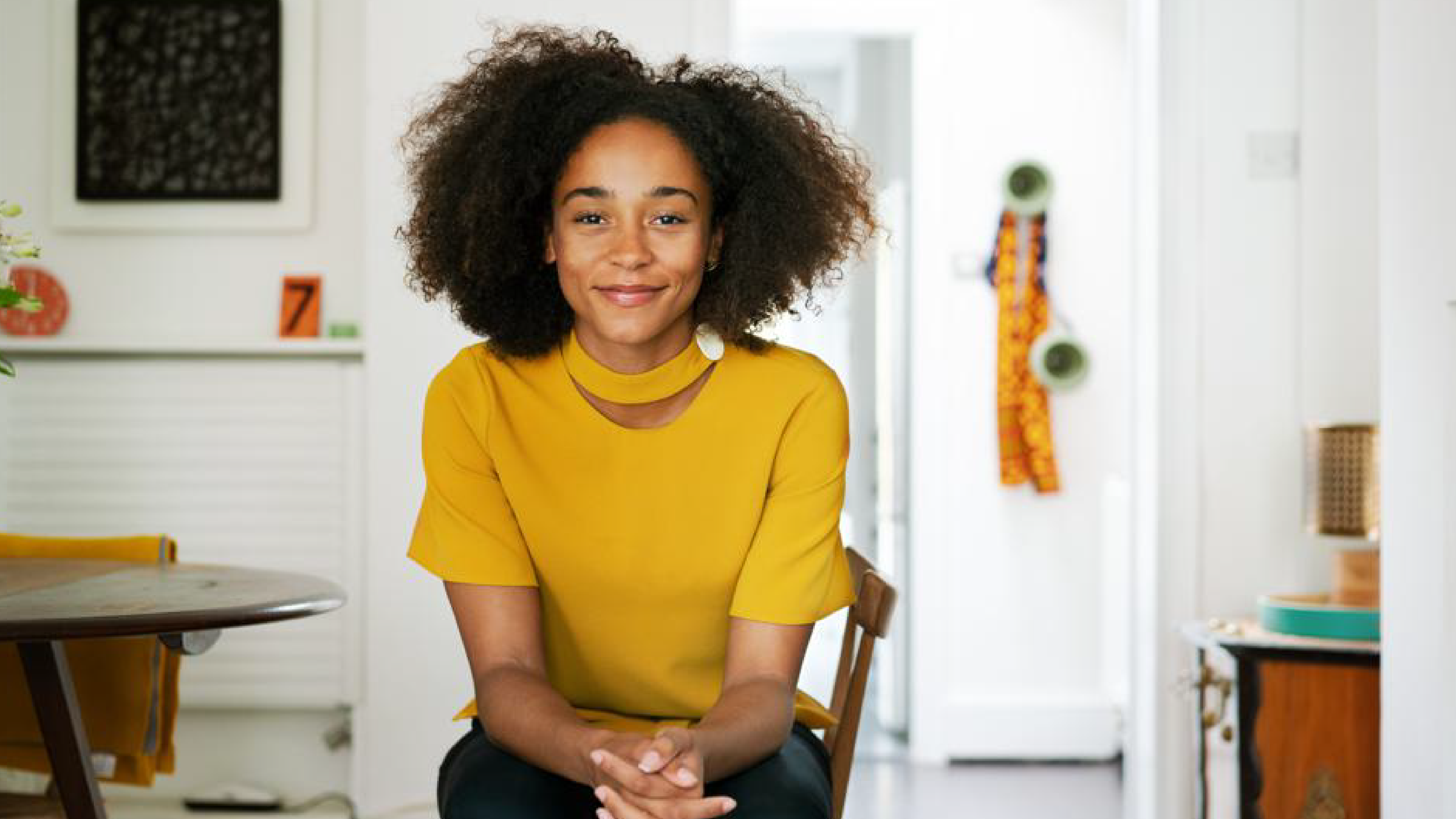 Woman sitting in chair