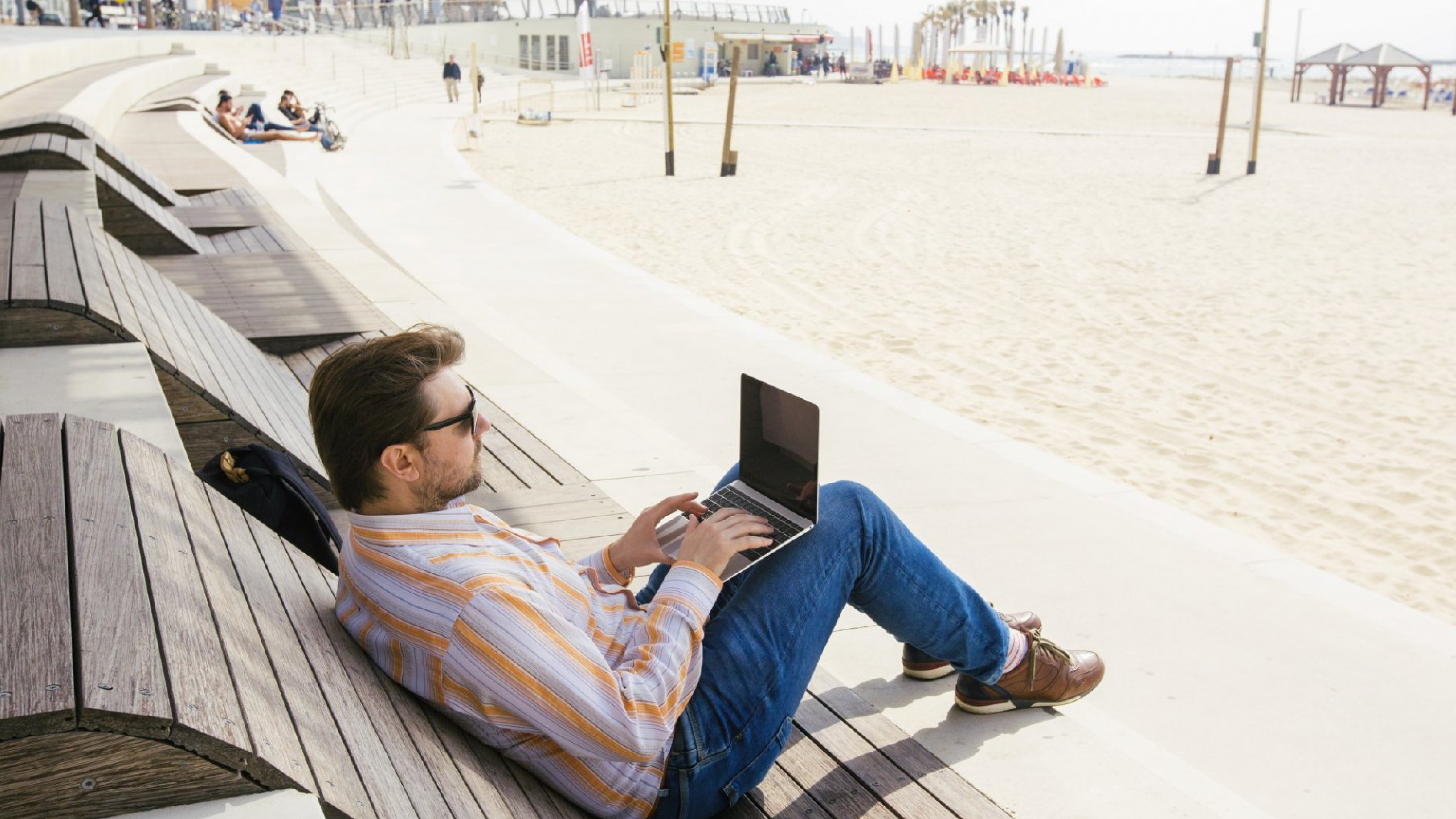 Working on the beach