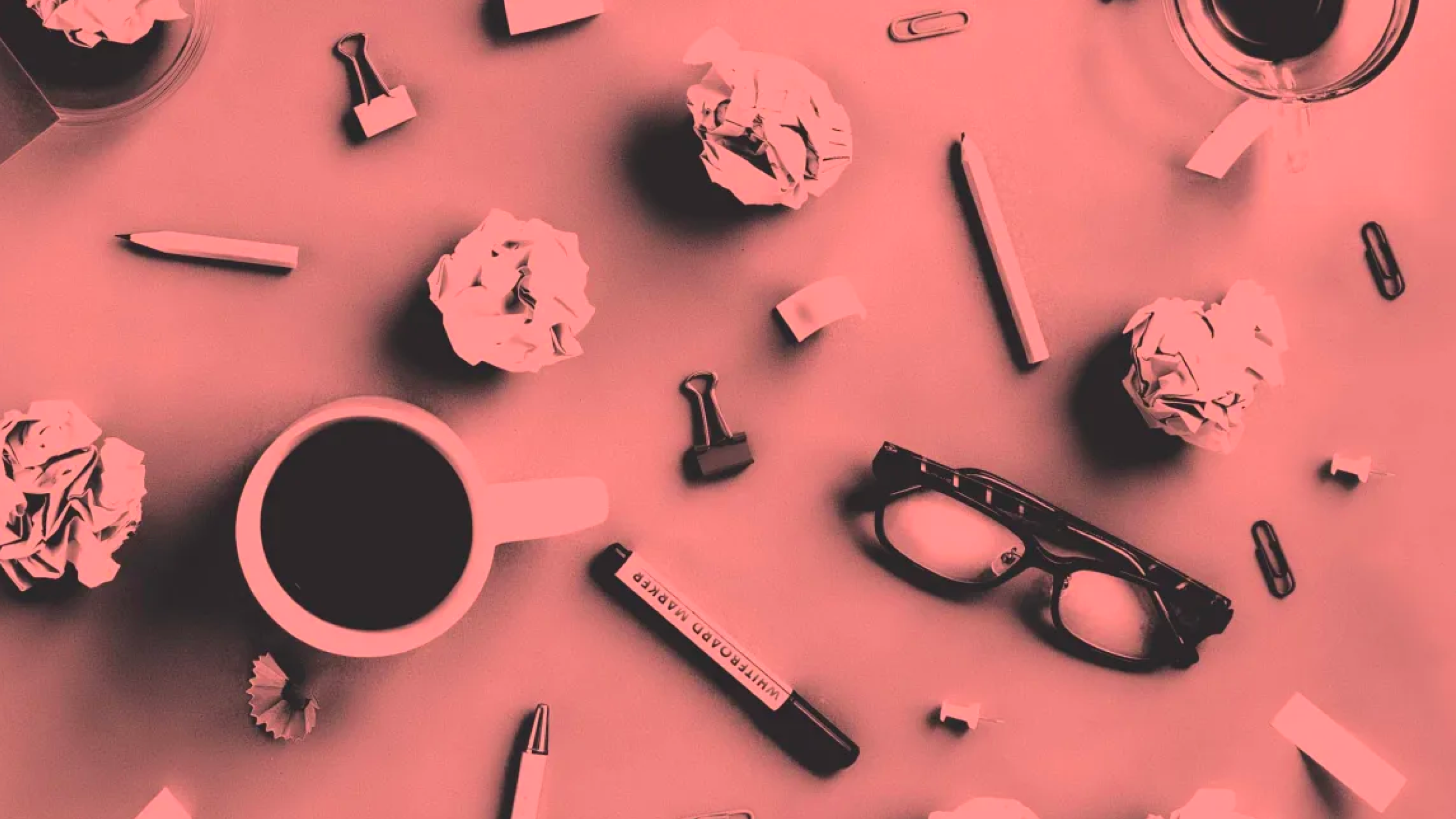 coffee cup, glasses on table